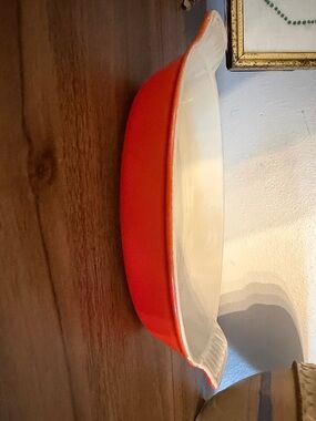 Vintage Flame Orange Le Creuset Heritage  Stoneware Oval Au Gratin Baking Dish